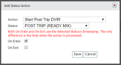 Add Status Action dialog window